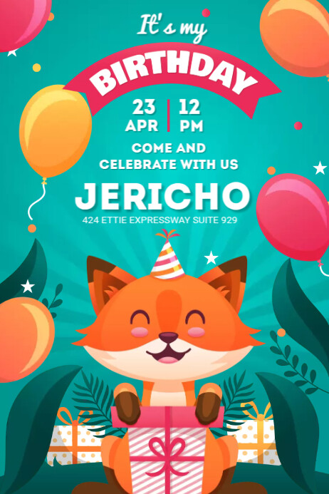Fox Birthday Flyers Template | PosterMyWall