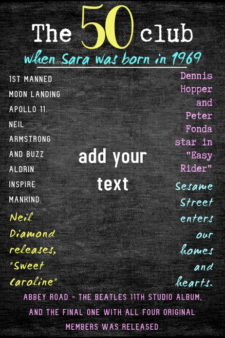 Framed 1969-50 Years Ago Poster Template | PosterMyWall