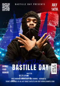 France Bastille Party A4 template