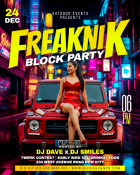 Freaknik Block Party Freak Nik Themed Street  Night Club Music Dj Event Promotion Flyer Template Ins Instagram Portrait