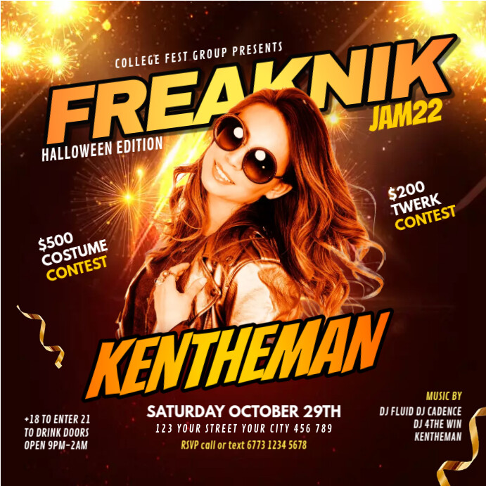 Freaknik Night party Flyer Publicação no Instagram template