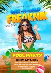 Freaknik Pool Party Flyer A4 template