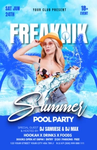 Freaknik Summer pool party Party Half Page Wide template