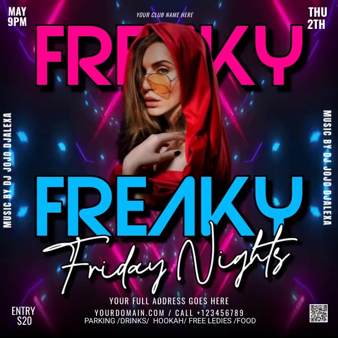 FREAKY FRIDAY NIGHT สี่เหลี่ยมจัตุรัส (1:1) template