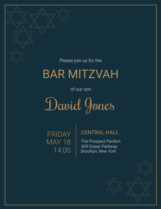 Free Bar Mitzvah Invitation template Ulotka (US Letter)