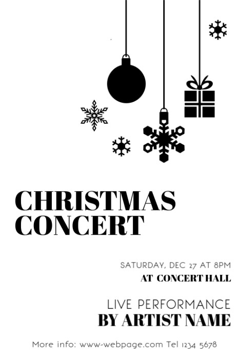 Free Black And White Christmas Party Concert Flyer Template Postermywall