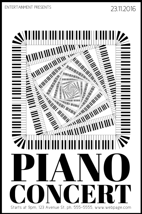 Kostenlose Schwarz Weiss Klavier Konzert Flyer Vorlage Vorlage Postermywall