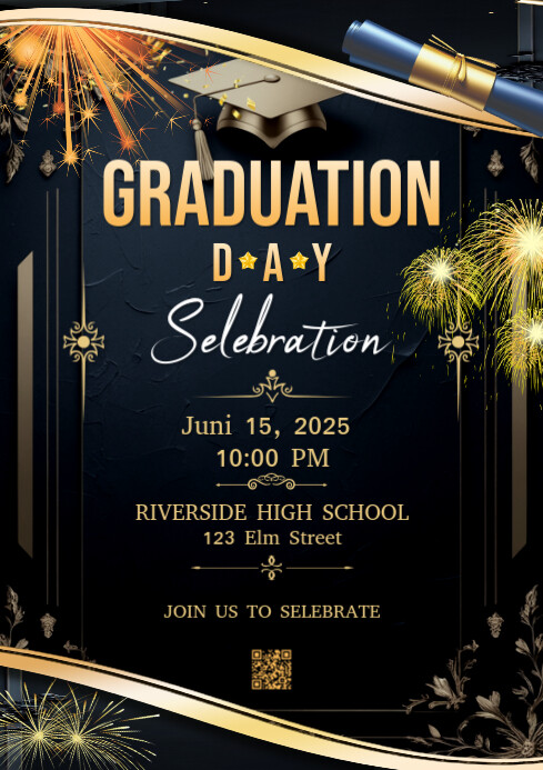 Copy of free Black Maximalist High School Graduation Template - Class ...