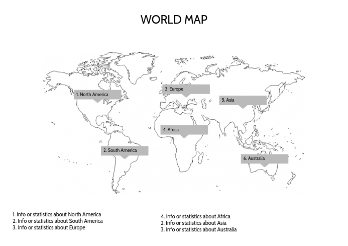 Free Blank printable world map template a4