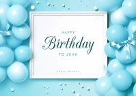 Free blue Birthday Card Template Postcard
