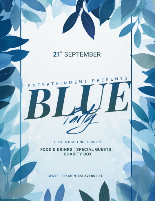 Event Advertisement. Blue Free Blue Party Flyer Template | PosterMyWall