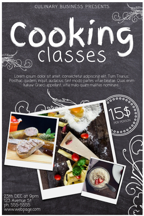 Copy of Free Cooking Classes School Lessons Poster Template | PosterMyWall