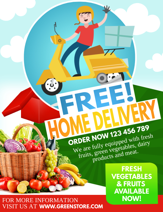 free delivery, home delivery, covid19 Template PosterMyWall
