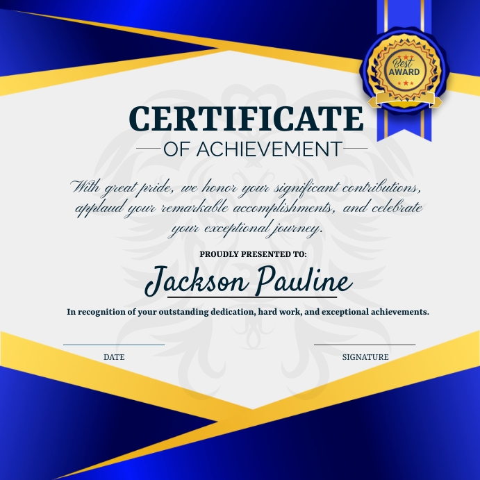 free-editable-certificate-of-achievement-template-postermywall for Free Online Printable Certificates Of Achievement free editable certificate of achievement Template | PosterMyWall for Free Online Printable Certificates Of Achievement