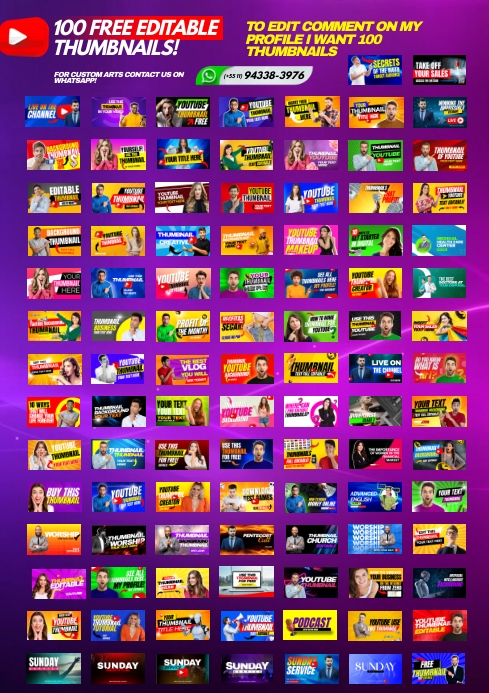 free editable thumbnails A4 template