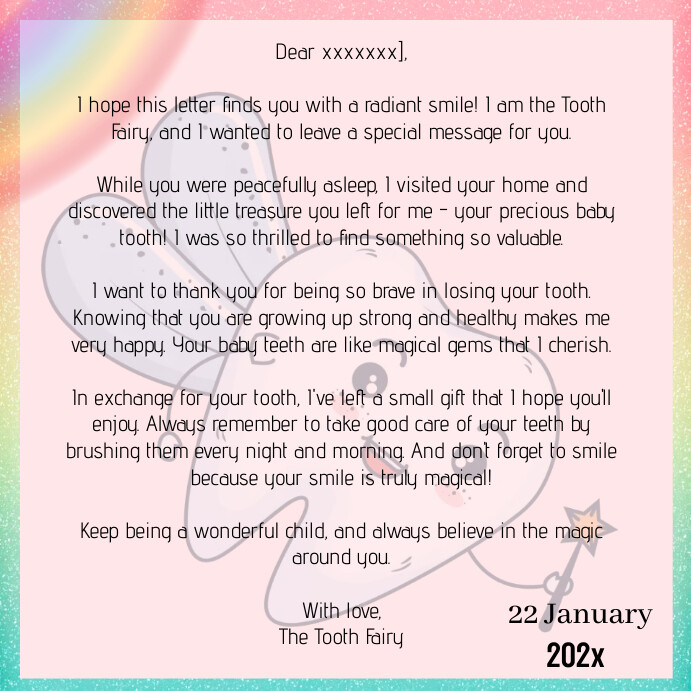 free editable tooth fairy letter, Instagram Post template