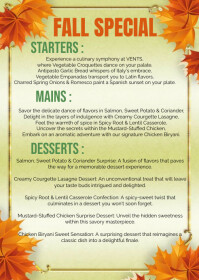 Free Fall Autumn Menu Template , autumn speci A6