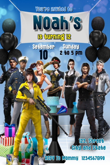 Free Fire invitation Template Poster