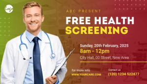 Red Free Health Screening Service Banner Ad Blog overskrift Template