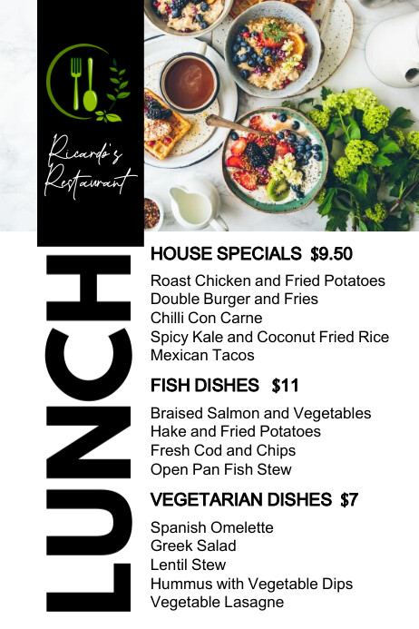 Free Lunch Menu Template Printable PosterMyWall