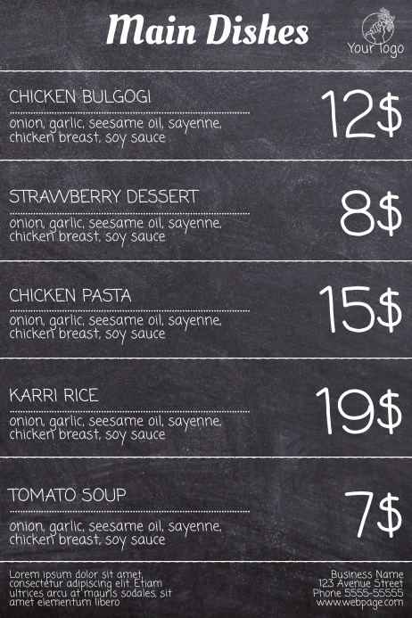 Menu Without Prices Example Free Menu Flyer Template without photos | PosterMyWall