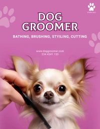 Free minimalistic dog groomer flyer template Volante (Carta US)