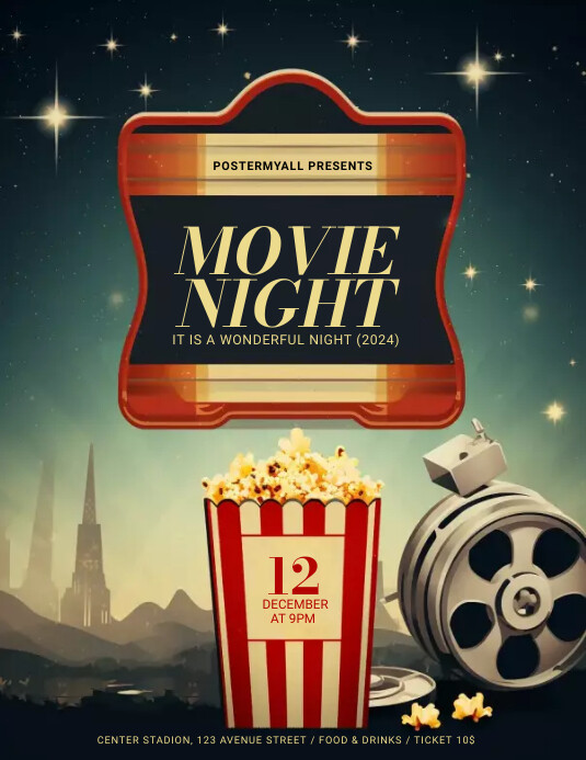 Free Movie Night flyer template PosterMyWall