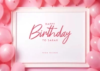 Free pink Birthday Card Template Postal