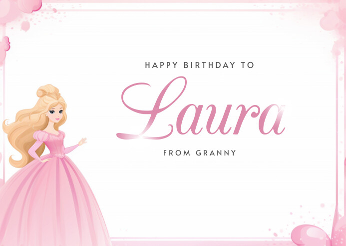 Free Princess Birthday Card Template Cartolina