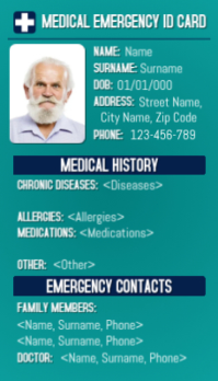 Free Printable Medical Emergency Patient's ID Visitkort template