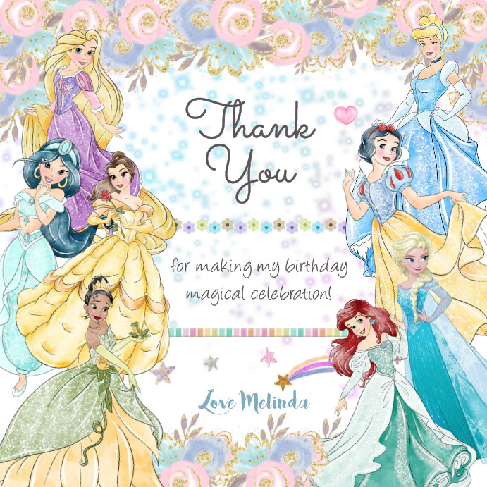 free printable princess thank you tags Publicação no Instagram template