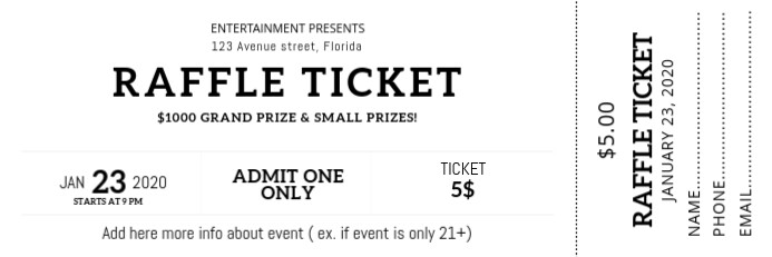 $ 1 Raffle Free Printable Raffle Ticket Design Template | PosterMyWall