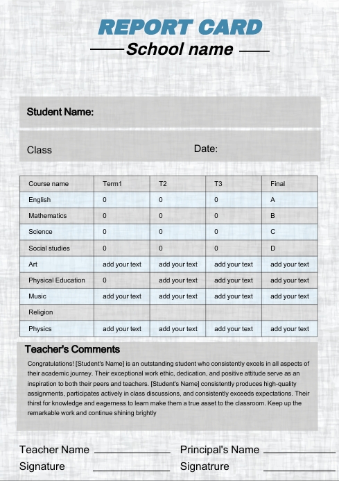 free printable report card Template PosterMyWall free printable report card Template PosterMyWall