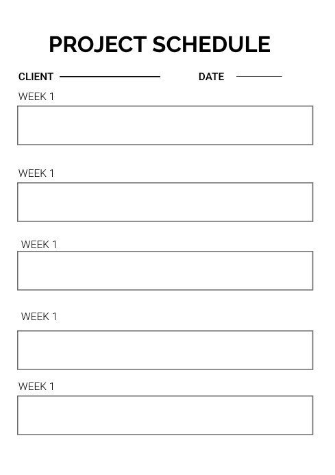 Free Project Schedule sheet template A4