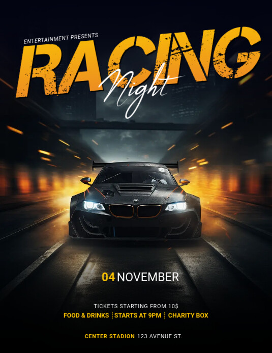 Free Race Event flyer template Folheto (US Letter)