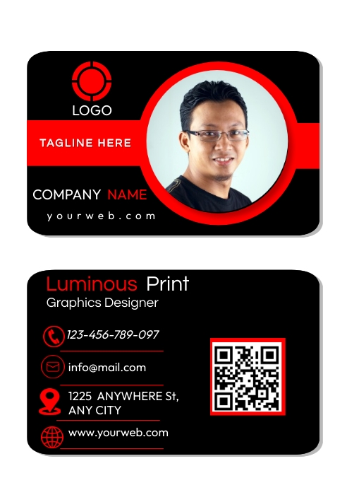 Free Red Black Identification Card Template | PosterMyWall