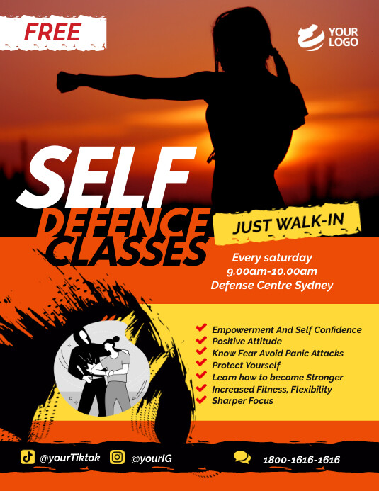 Free Self Defence Classes Flyer Template | PosterMyWall