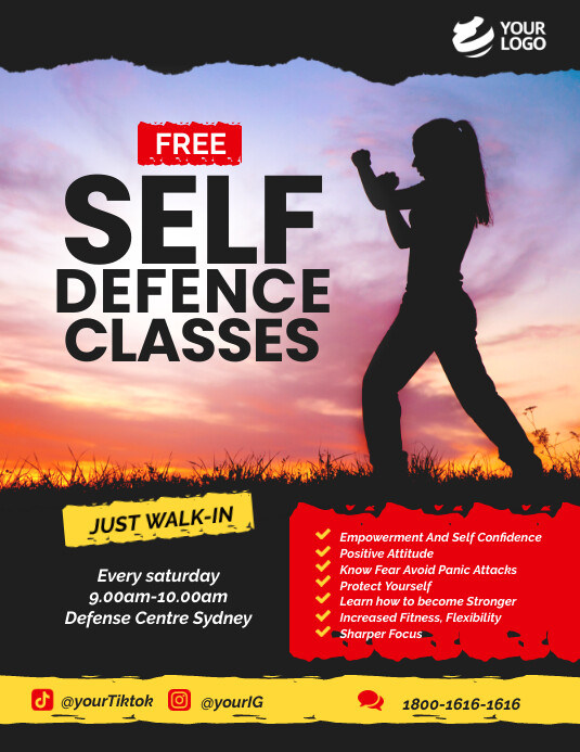 Free Self Defence Classes Flyer Template | PosterMyWall