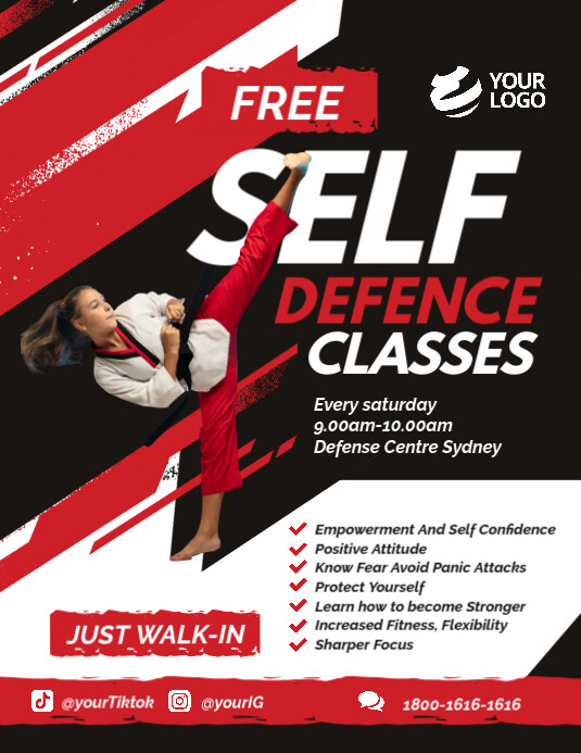 Free Self Defence Classes Flyer Template | PosterMyWall