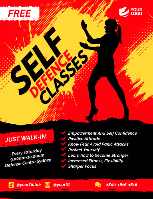 Free Self Defence Classes Flyer Template | PosterMyWall