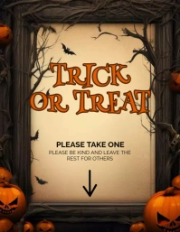 Free Trick or treat sign template Flyer (US-Letter)