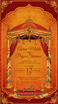 Orange Wedding Invitation Digitalt display Template