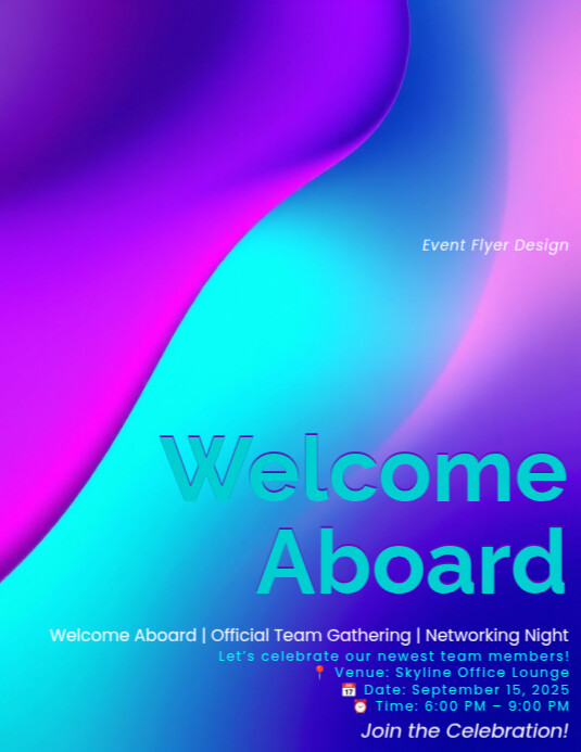 Freestyle freeform gradient welcome to the team business event flyer template