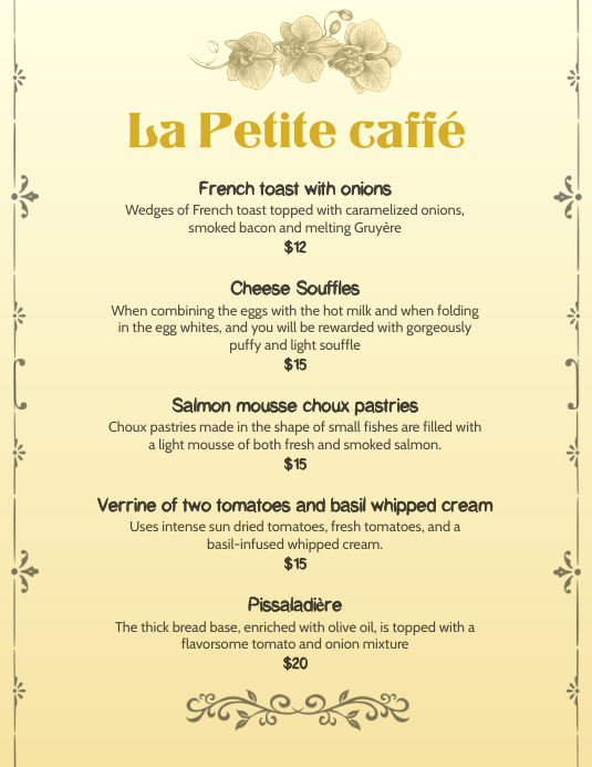 French Bistro Menu Template PosterMyWall