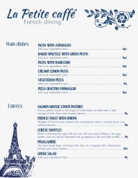 French Cafe Menu Template with Illustrations