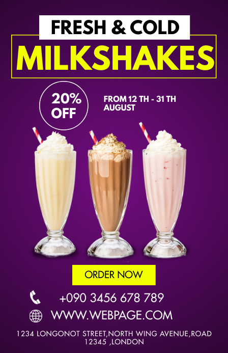 FRESH & COLD MILKSHAKE FLYER Template | PosterMyWall