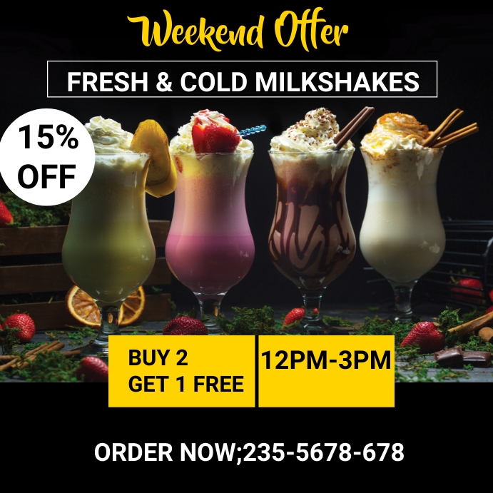 FRESH & COLD MILKSHAKE FLYER Template | PosterMyWall