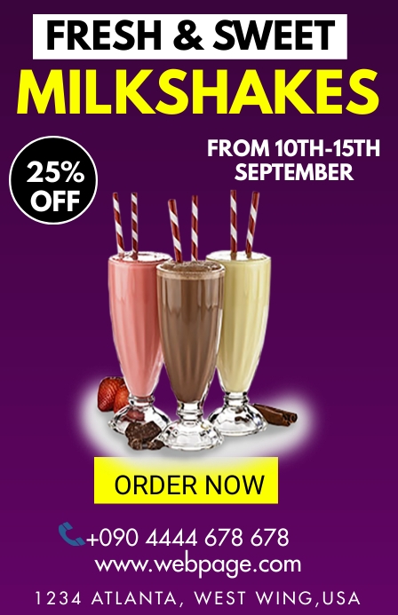 FRESH & SWEET MILKSHAKE FLYER Template | PosterMyWall