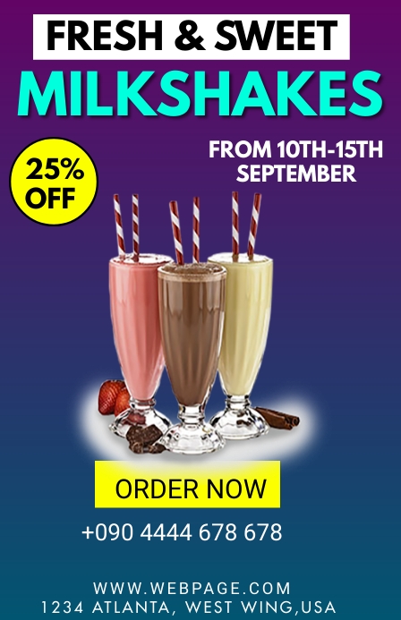 FRESH & SWEET MILKSHAKE FLYER Template | PosterMyWall