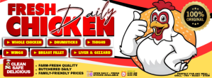 White Fresh Chicken Promotion Facebook Cover Photo Template
